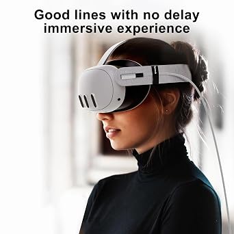 VR Link Cable Compatible with Coverzone Oculus Quest High Speed USB-C PC Connection Cable, L Shaped Comfortable Design, Low Latency VR Game Experience 5 Meters EX-1 (USB to Type C)