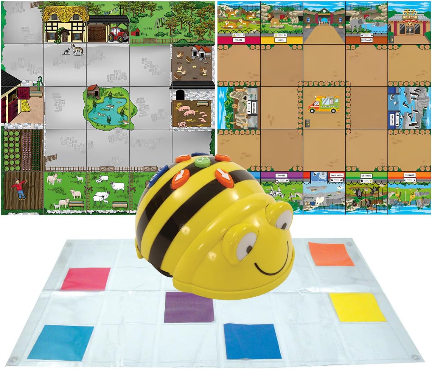 Basic Programming: 1 Bee-Bot Floor Robotics See & Say Version with 3 Activity Mats Bundle Pack
