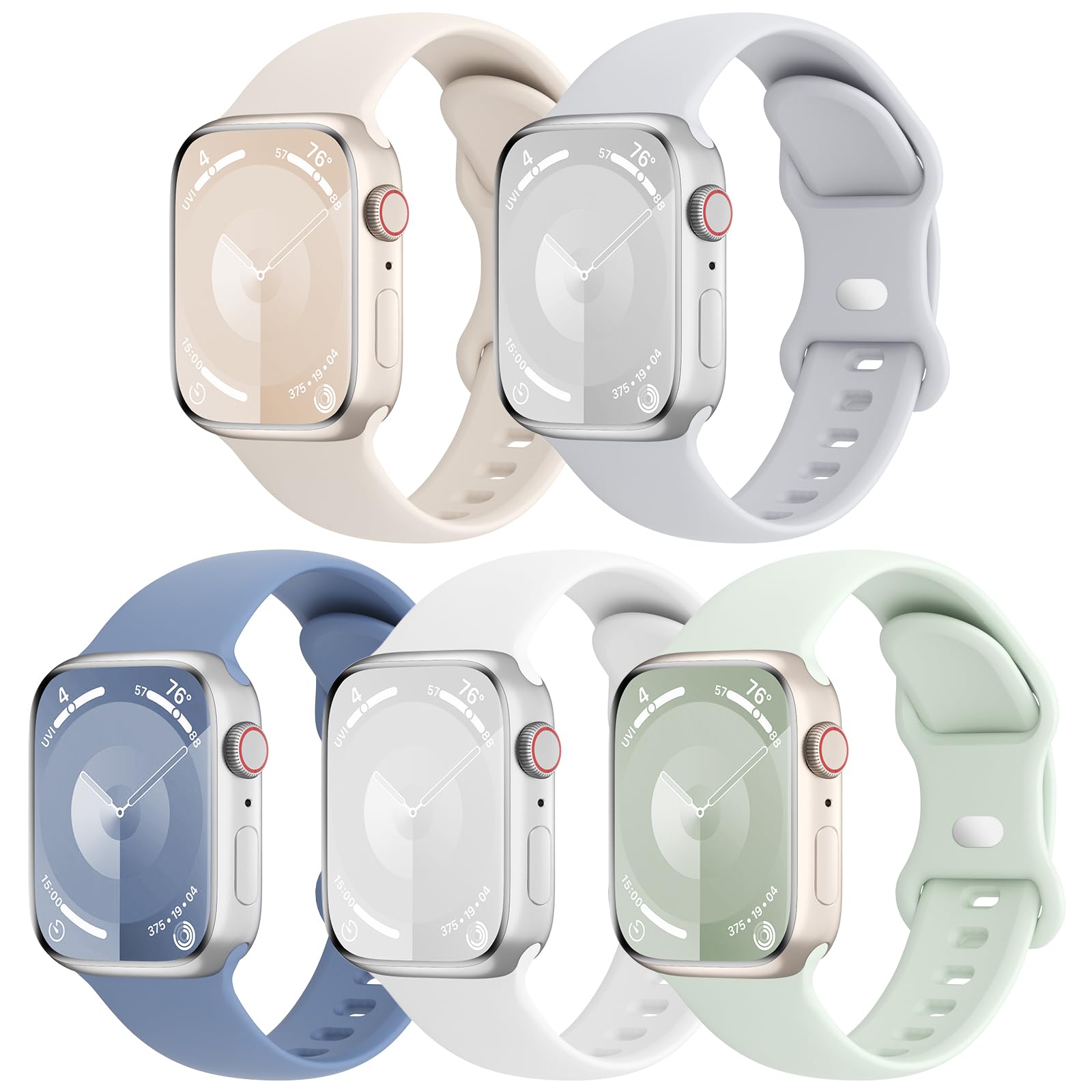 5本セット アップルウォッチ バンド コンパチブル Apple Watch バンド 38mm 40mm 41mm 42mm 44mm 45mm 46mm 49mm, スポーツストラップ 交換ベルト 柔らかいシリコン素材 通気性 防水性 に対応 iWatch Series 10/9/8/SE/7/6/5/4/3/2/1/Ultra 2/Ultra 男性 レディース