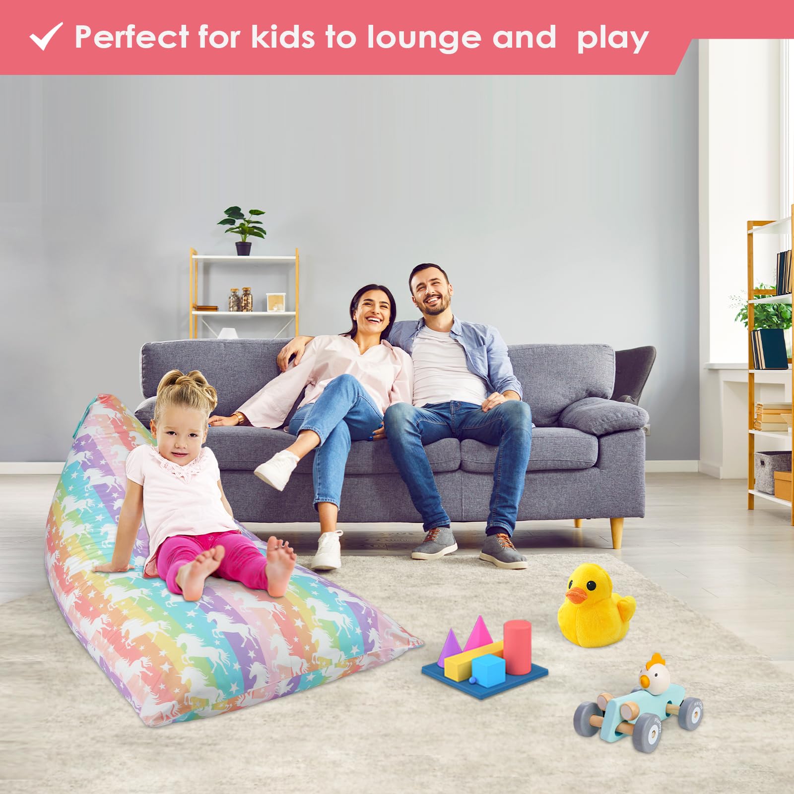 Sedia Sacco Per Bambini Con Motivo Dinosauro - 200L, Morbida, Pieghevole, Per Riordinare Peluche - Foto 3