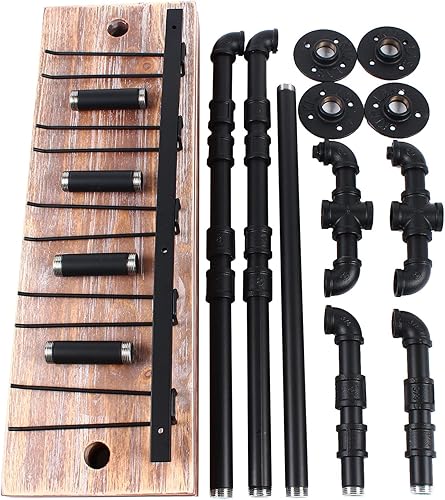 Miniatura 4 de GDAE10 Estante de barra de 24 pulgadas para licor, estante de vino montado en la pared de 3 niveles, con soporte para botellas de vidrio de 5