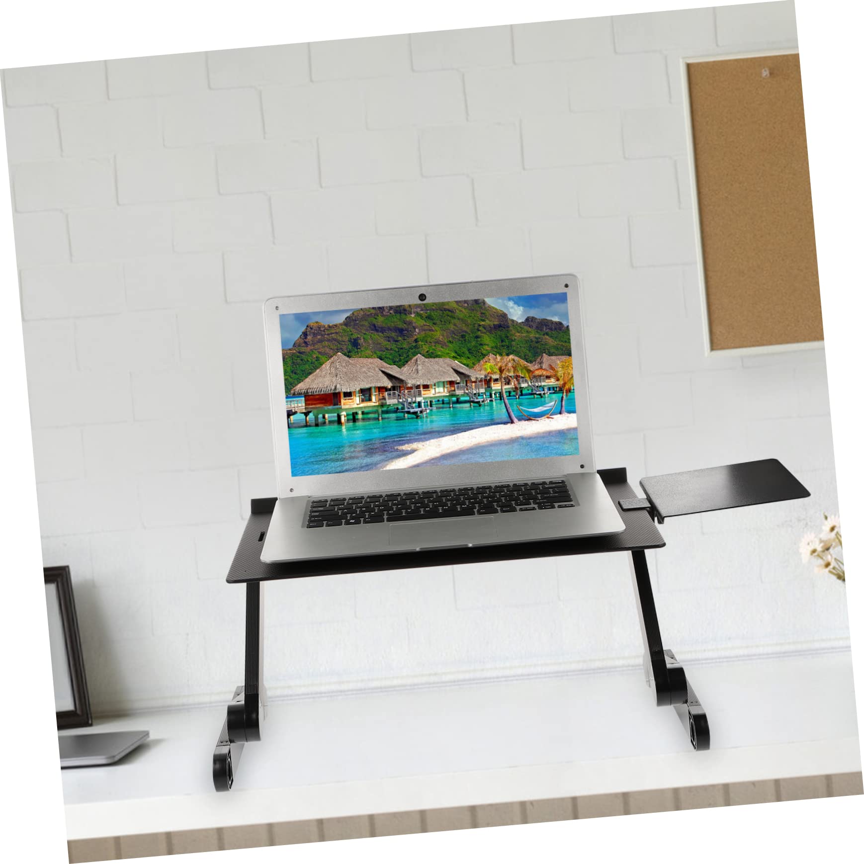 POPETPOP Supporto Regolabile per Laptop T8 in Lega di Alluminio Nero | Festa Estiva, Pieghevole e Rialzabile, per Scrittura e Lettura, Design Ergonomico Dissipazione