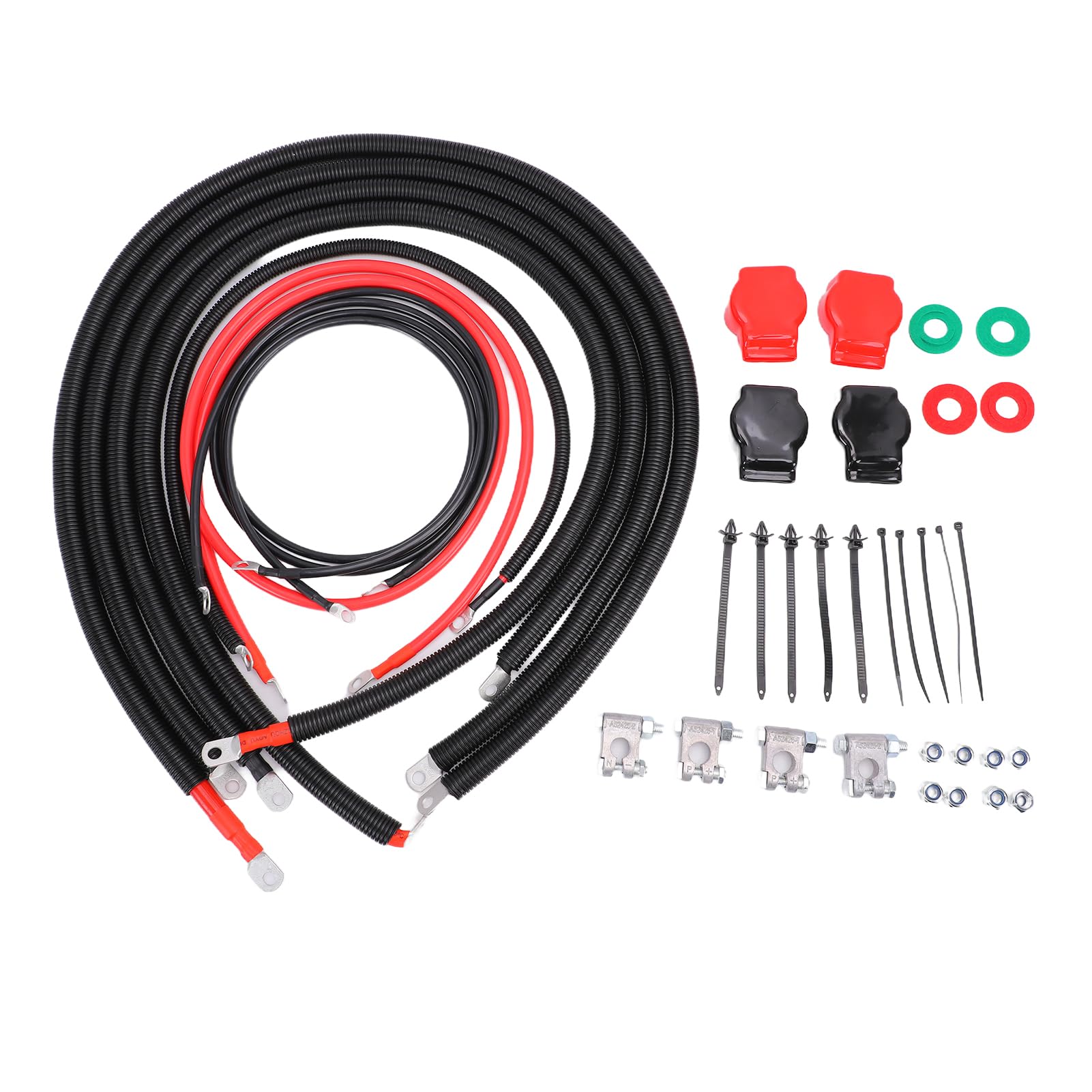 KIMISS Kit de Cables de Batería, Kit de Reemplazo de Cables de Batería de Pvc de Cobre, Compatible con de Arranque Positivos y Negativos