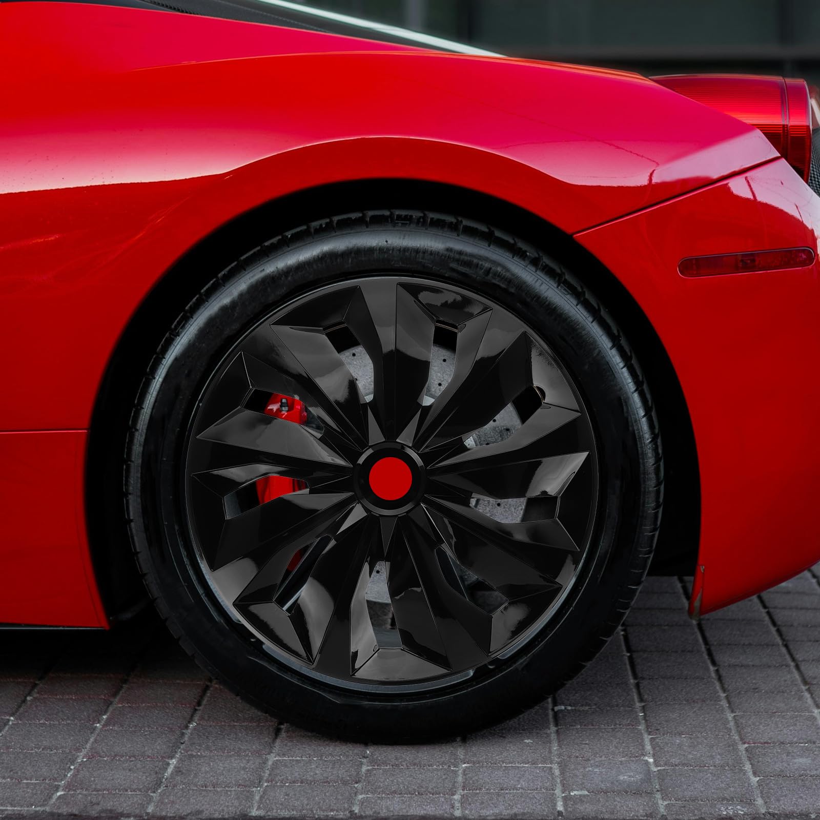 HEMOTON Enjoliveurs Universels de Roue Noir Brillant 15 Pouces en PP pour Voiture, Cache Jante Élégant et Robuste, pour L'extérieur Automobile Style Aléatoire