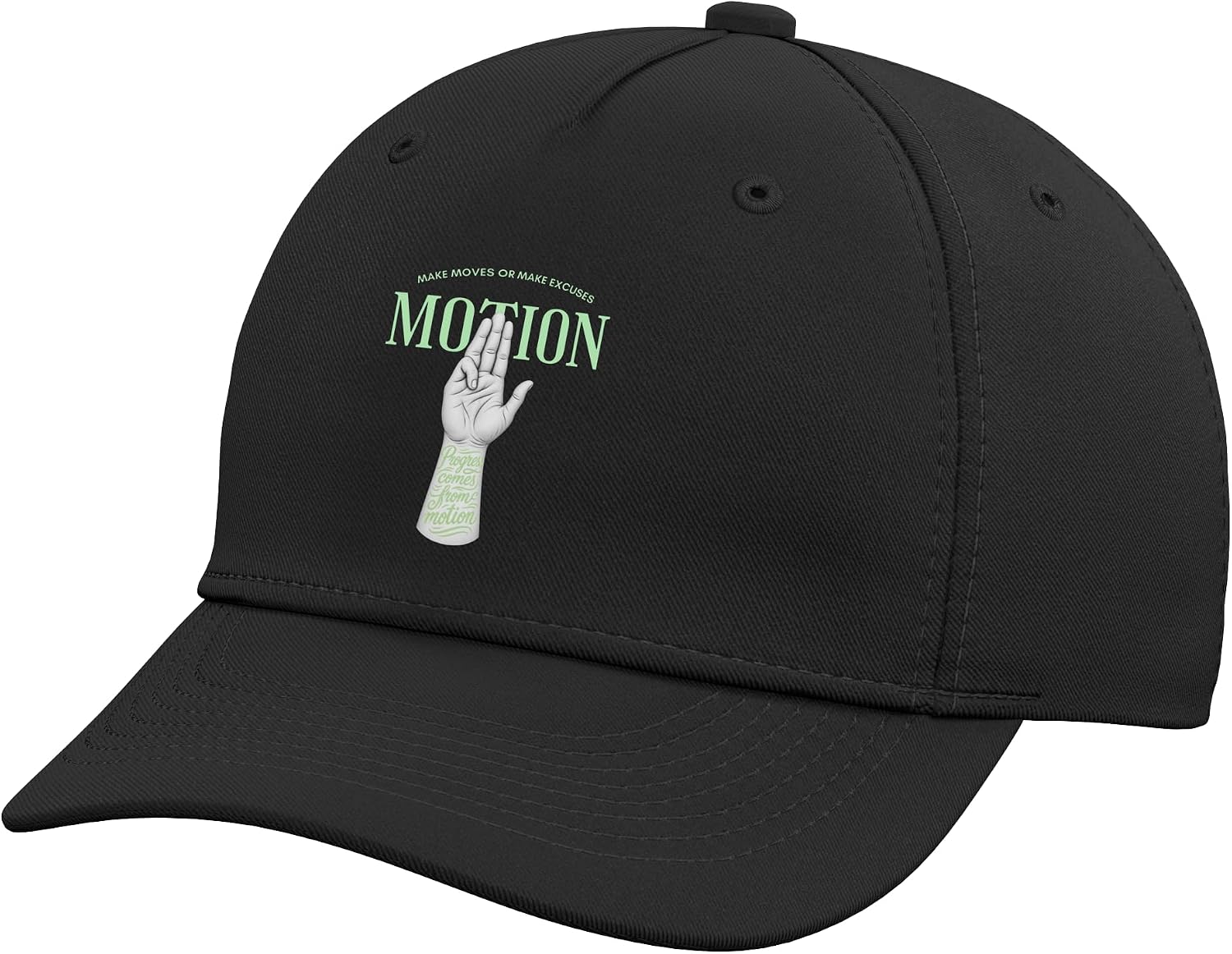 Mens Women Light Green Progress & Motion WHT Graphic Adjustable Baseball Hat