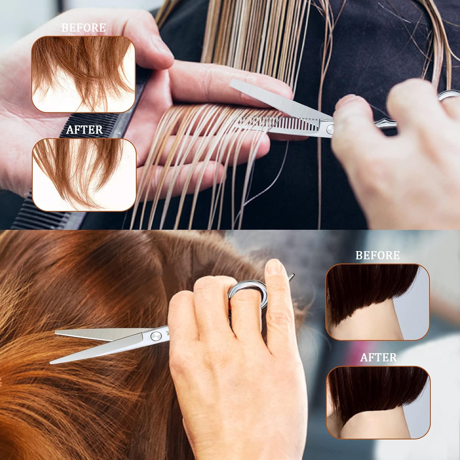 Hair Cutting Scissors Kit, K KaCaKaCa Professional 6.7 inch Stainless Steel Sharp Thinning Shears Haircut Scissors Set for Women Men Kids, Home Salon Barber Hair Cutting Kit with Comb and Case, Silver : Beauty & Personal Care
