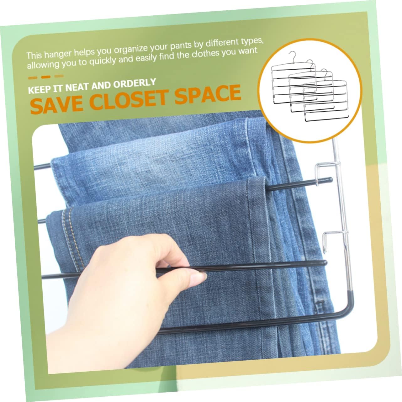 CHILDWEET 5-Tier Metal Pants Hangers Non-Slip Skirt Storage Rack Rotating Hook 3pcs Heavy Duty Closet Organizer for Jeans and Trousers