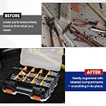 NYXOVA Small Parts Organizer, Hardware Organizer Box, Double Side 34 Compartments Hardware Organizers with Removable Plastic Dividers for Screws Nuts Nails Bolts (1 Pack)