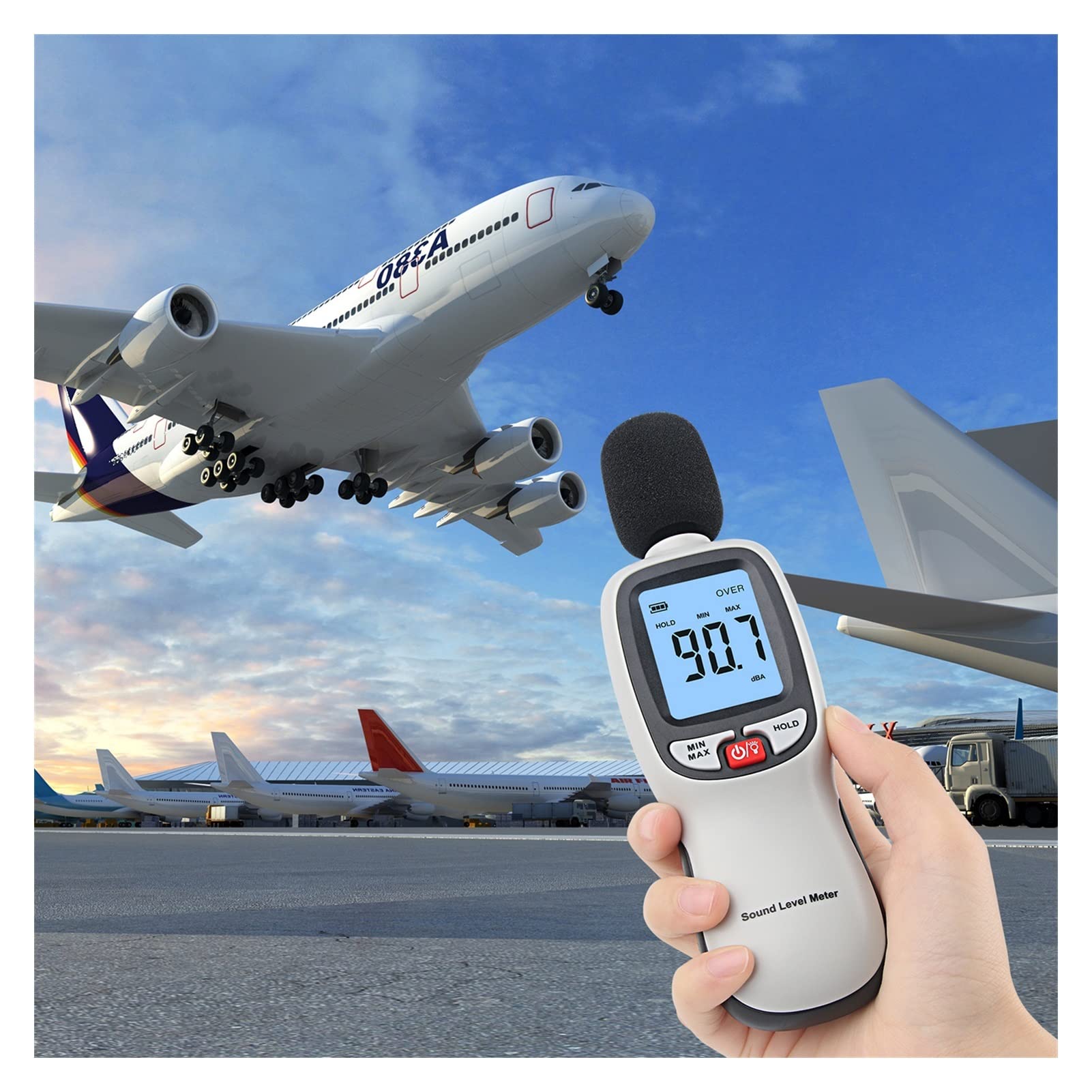 Miernik decybeli hałasu RZ Cyfrowy poziom pomiaru hałasu miernika hałasu db miernik 30~130 dB mini poziomy dźwięku miernik Handheld Monitor decybelowy Szeroki zakres, wysoka dokładność