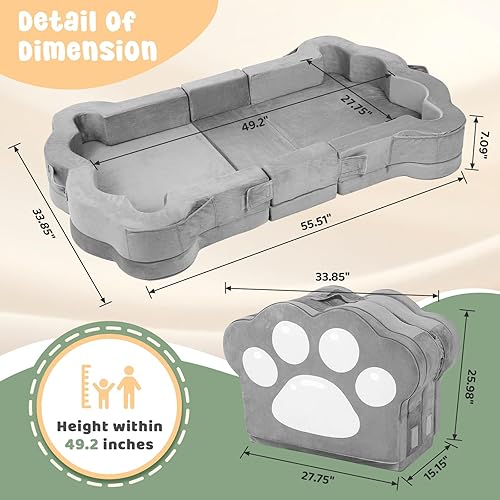 Miniatura 2 de Cama plegable portátil de viaje para niños pequeños, cama de piso con funda lavable para niños, suave y segura (gris)