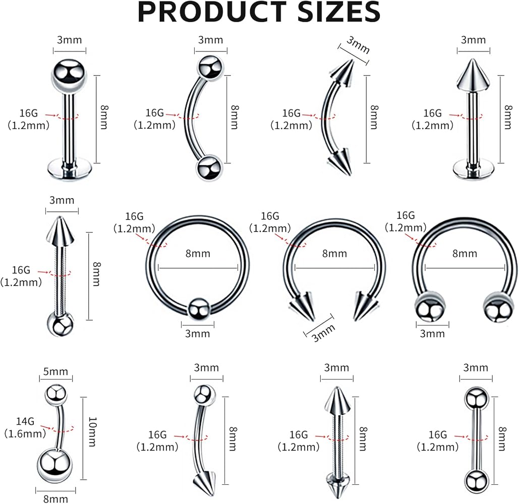 未使用品 JANGO NAUTICAL STAR PIERCE 両耳用2個セット Amazon.com: JESMODA 106PCS Nose Piercing Kit Stainless Steel