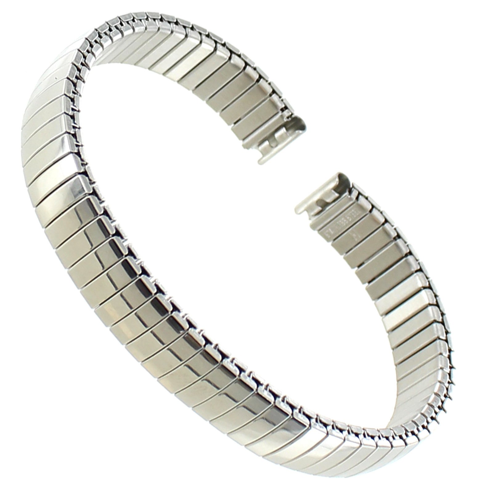 8mm Hirsch Shiny Stainless Steel Silver Tone Ladies Expansion Watch Band