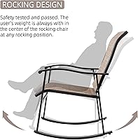 Vista 5 de Vongrasig - Juego de 3 piezas para exteriores, juego de bistro de tela textilene, juego pequeño de muebles de patio, sillas mecedoras para el porche