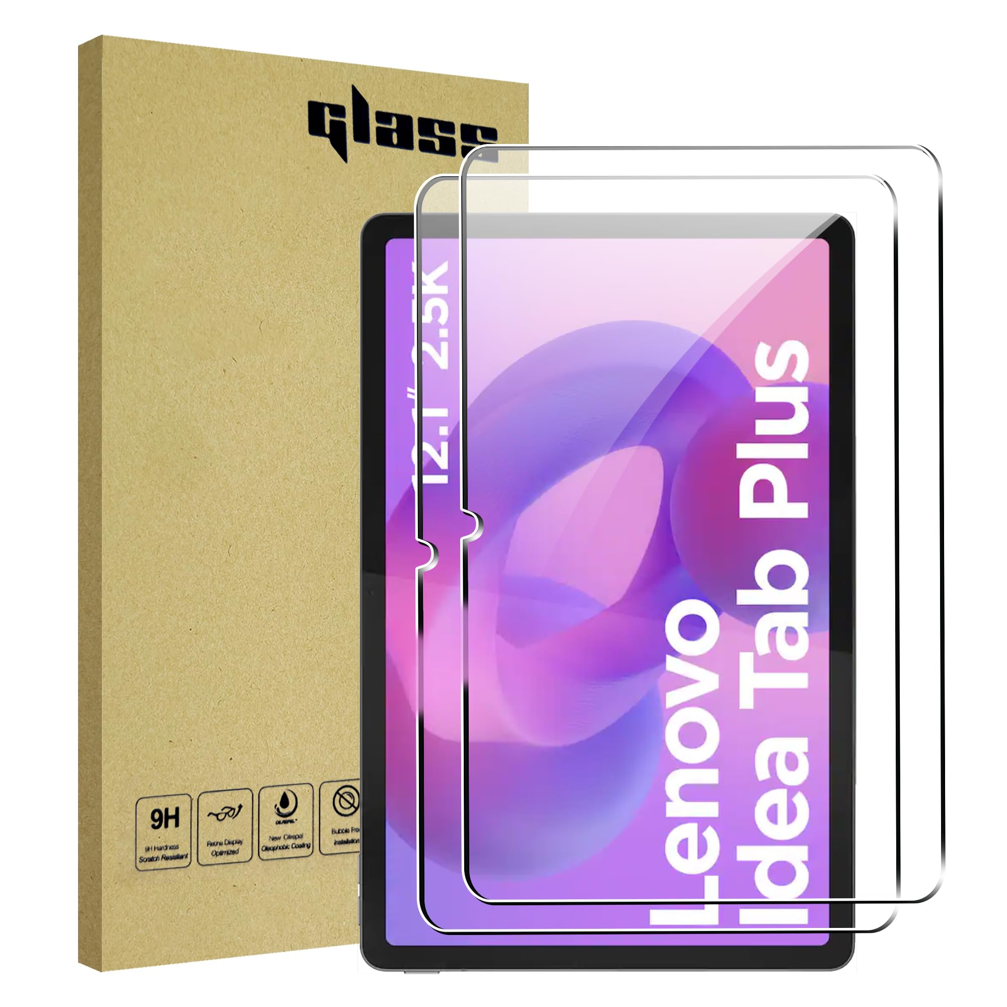 for Lenovo Idea Pad Plus/Lenovo Tab K12/Tab Plus gen 2/gen 1 (2025) 12.1 inch Screen Protector,9H Hardness, Anti-Scratch, Tempered Glass flim, Case Friendly, Anti-Scratch,(2PACK)