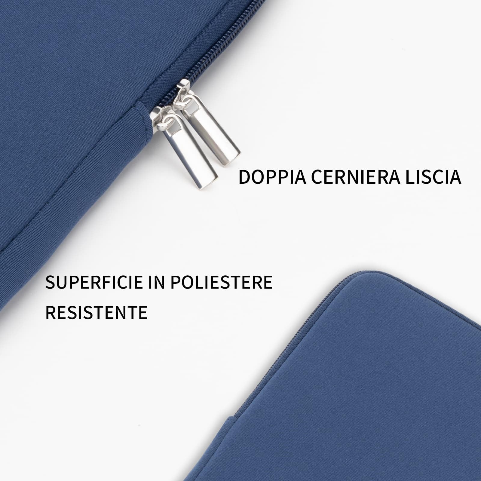 RAINYEAR 16 Pollici Laptop Sleeve Custodia Protettiva con Cerniera Compatibile con il 16 Pollici MacBook M1 M2 M3 M4 M5 Pro/Max per A3428 A3429 A2141 A2485 A2780 A2991 A3403 A3186, Blu Navy