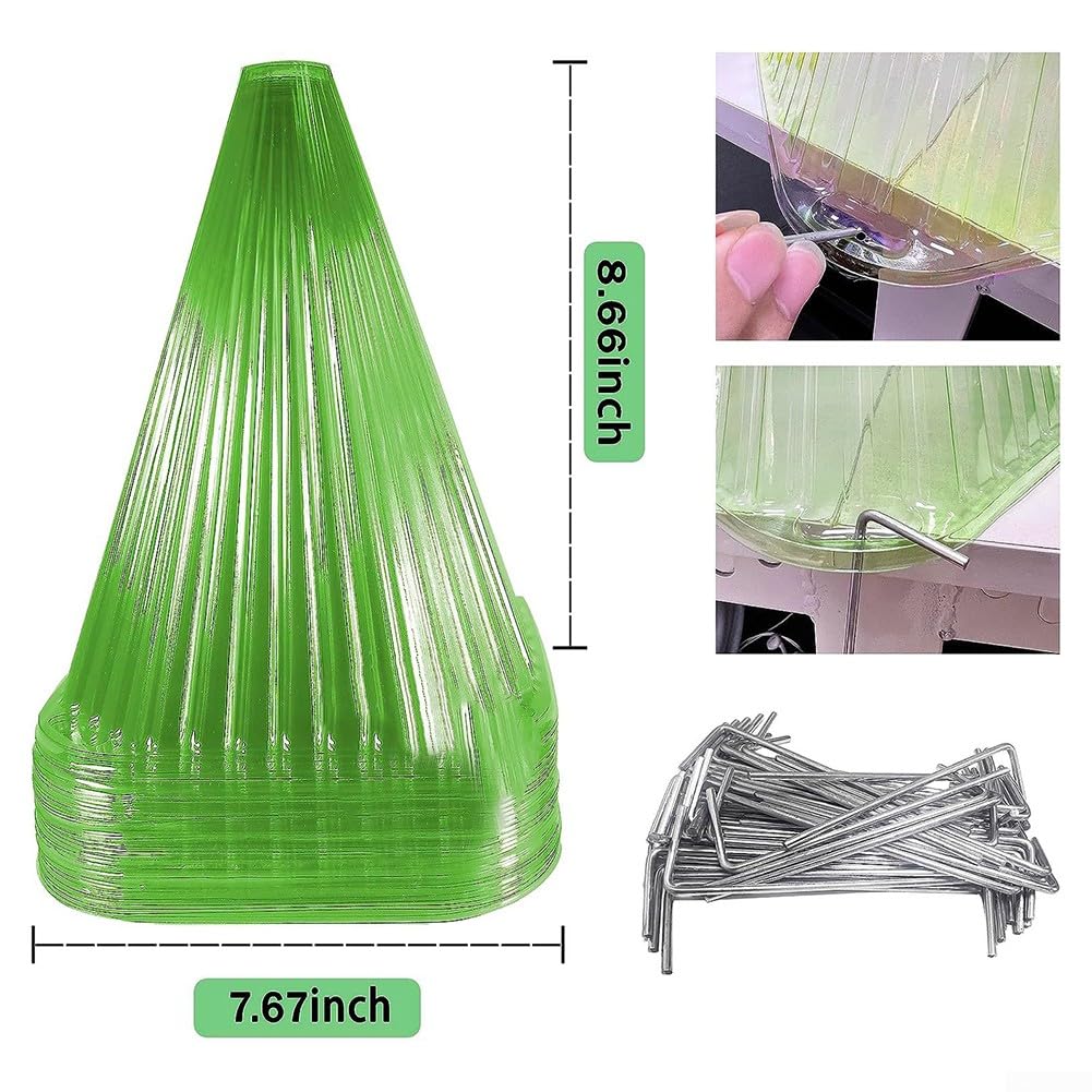 Lot de 10 cloches de protection pour plantes, cloches de jardin, couvercles en plastique, réutilisables à usage carré avec 20 clous