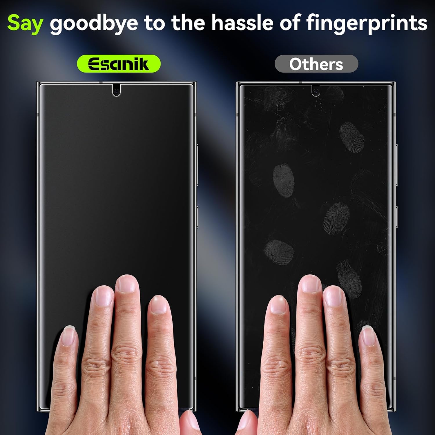 Esanik 2 Pack Matte PET Screen Protector for Samsung Galaxy S22 Ultra/S23 Ultra [6.8 Inch], Auto-alignment, Anti-Glare & Anti-Fingerprint, PET Film [Non-Glass],Fingerprint ID Compatible,Smooth as Silk