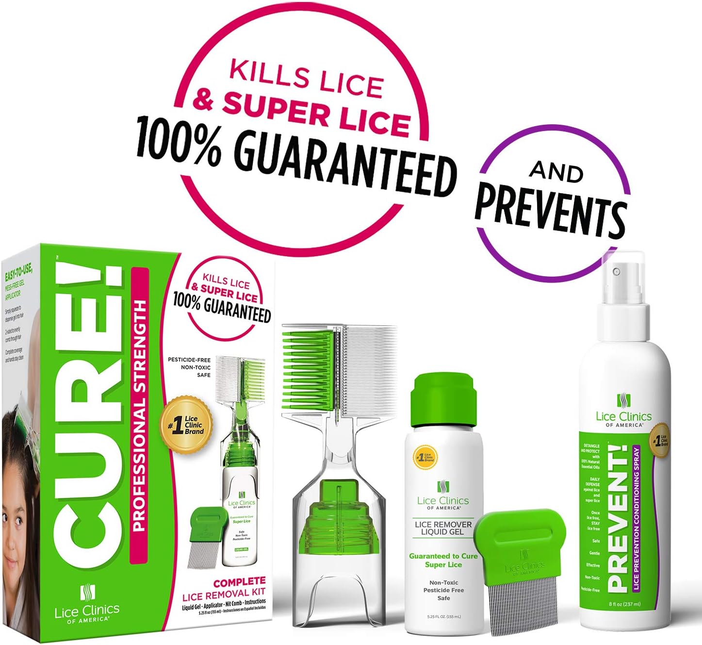 Lice Treatment Kit + Daily Prevention Conditioning Spray by Lice Clinics – Cure & Repel Lice with Complete Kit