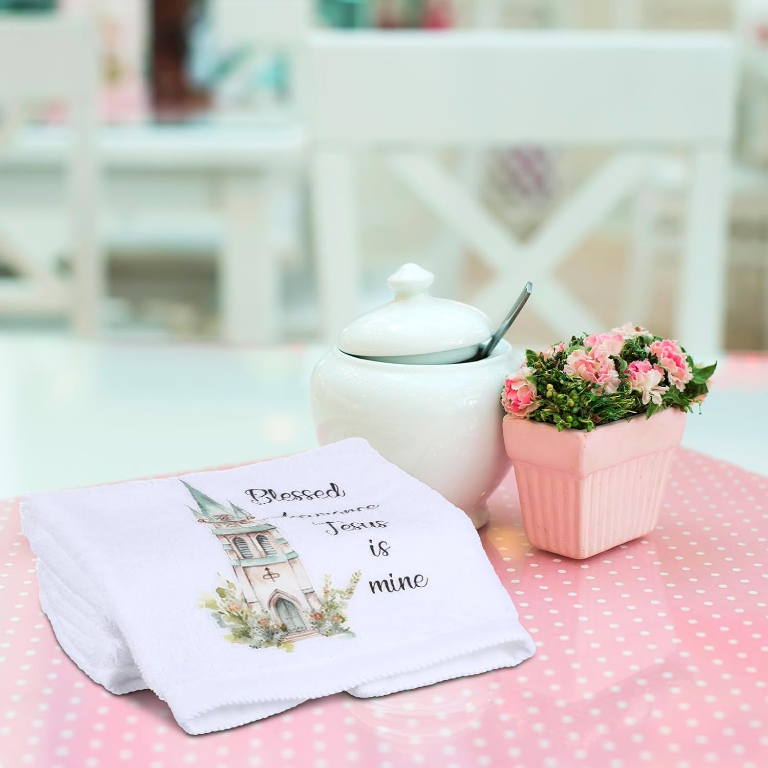 Hahafelt 6 Pcs Christian Church Hymn Tea Towel Gift for Women Bible Verse Scripture Hand Towels Tea Party Favors for Church Mom Grandma Ladies Hostess Gift - Image 6