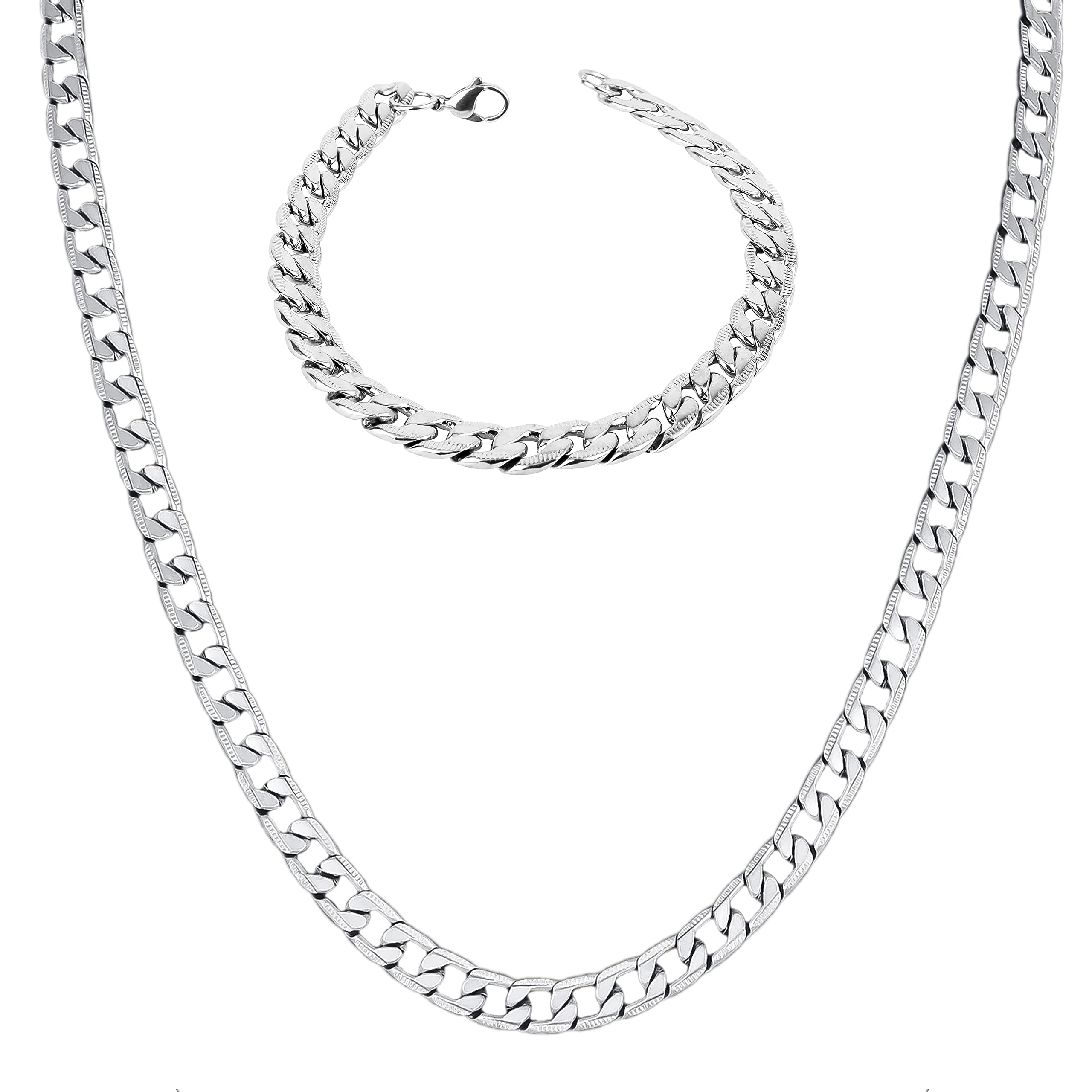 Fashion Frill Dazzling Stainless Steel Chain With Bracelet Jewellery For Men/Boys (B09BL9Q76W) Amazon Price History, Amazon Price Tracker