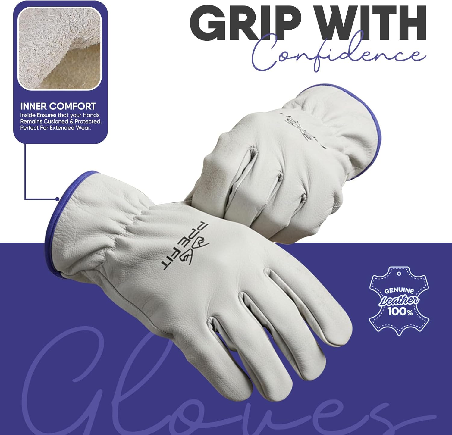12 Pairs Heavy Duty Cowhide Leather Work Gloves – Durable Driver Gloves for Truck Driving, Construction