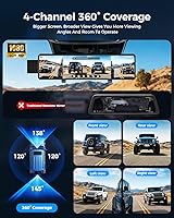 Vista 2 de Cámara de tablero de espejo de 4 canales, cámara de espejo retrovisor de 12", cámara de tablero frontal y lateral trasera (izquierda, derecha)