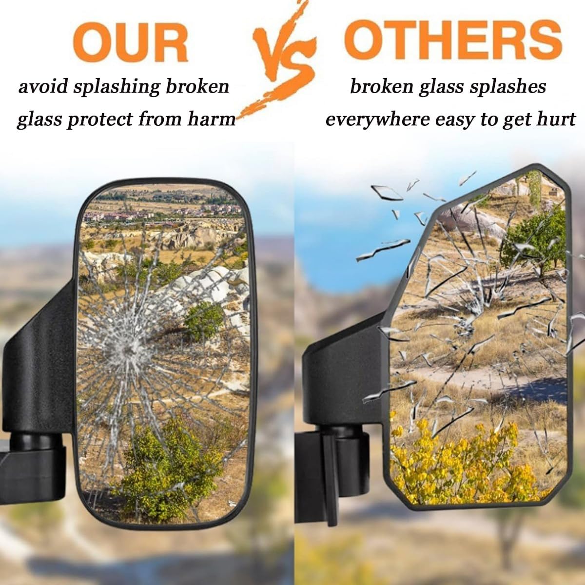 UTV Rear View Mirror for Segway Villain SX10 2021 2022 2023 2024 2025 2026, Side by Side Mirror Adjustable Foldable with Shatter Resistant Glass, Fits 1.75-2 Inch Roll Cage, UTV Mirror Kit