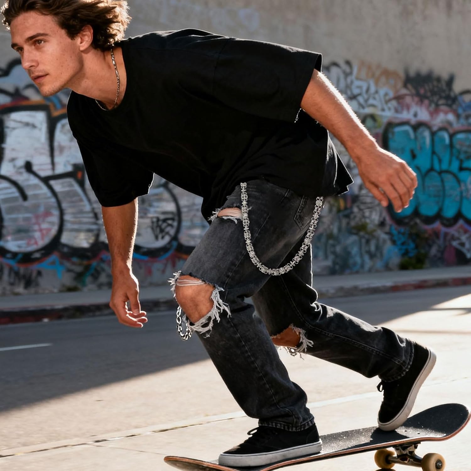 Ahiller Heavy Duty Wallet Chain for Men Women,Hip Hop Punk Style Belt to Pant Chain for Jeans, Anti-Lost Security Chain - Image 2