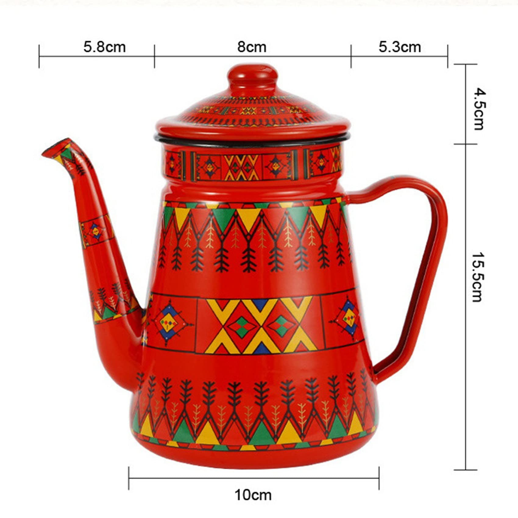 Pvczool 1.2L éMail CafetièRe Verser sur Lait Cruche Pichet ThéIèRe pour CuisinièRe à Gaz et CuisinièRe à Induction A