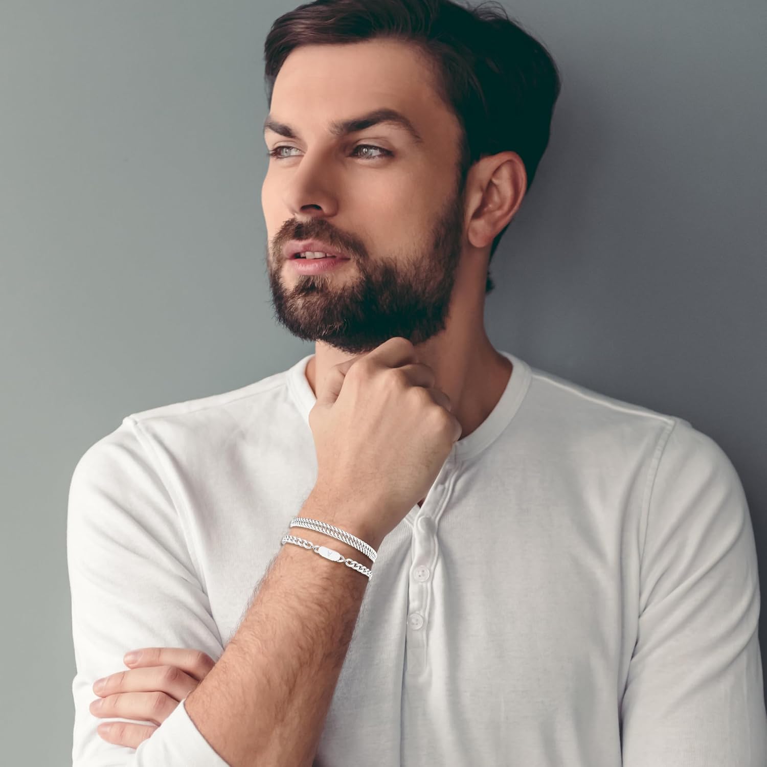 3PCS Initial Letter Cuban Necklace Bracelet, A-Z Letter Pendant Stainless Steel Silver Gold Black Cuban Link Chain for Men Women Jewelry Set for Him Her - Image 6