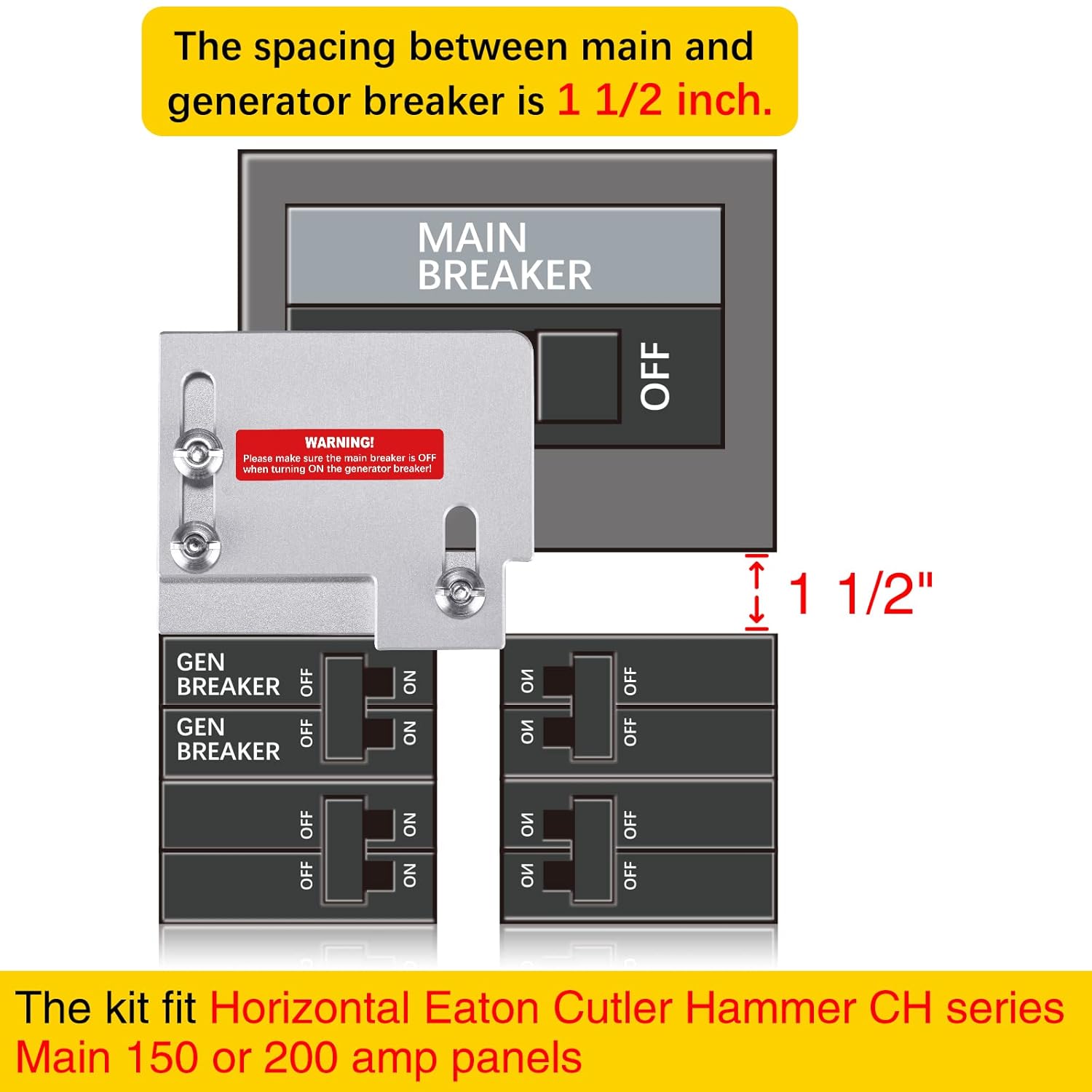 LATING Generator Interlock Kit for Horizontal Only Cutler Hammer CH Series Main 150 and 200 Amp Breaker Panels,Blue: Tools & Home Improvement