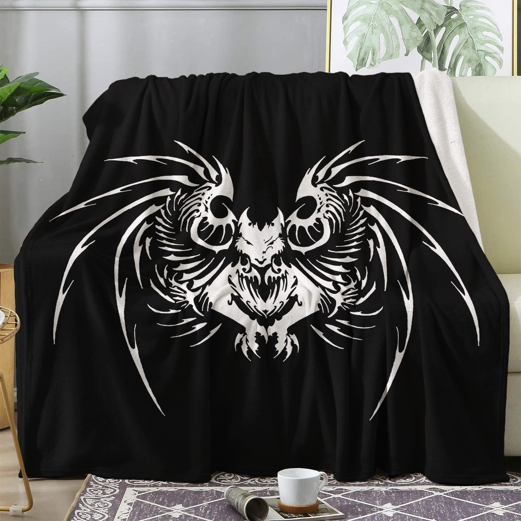 Couverture Polaire 1 Personne BUKITA Gothique Dragon Plaid Canape Doux pour Soirée Cosy