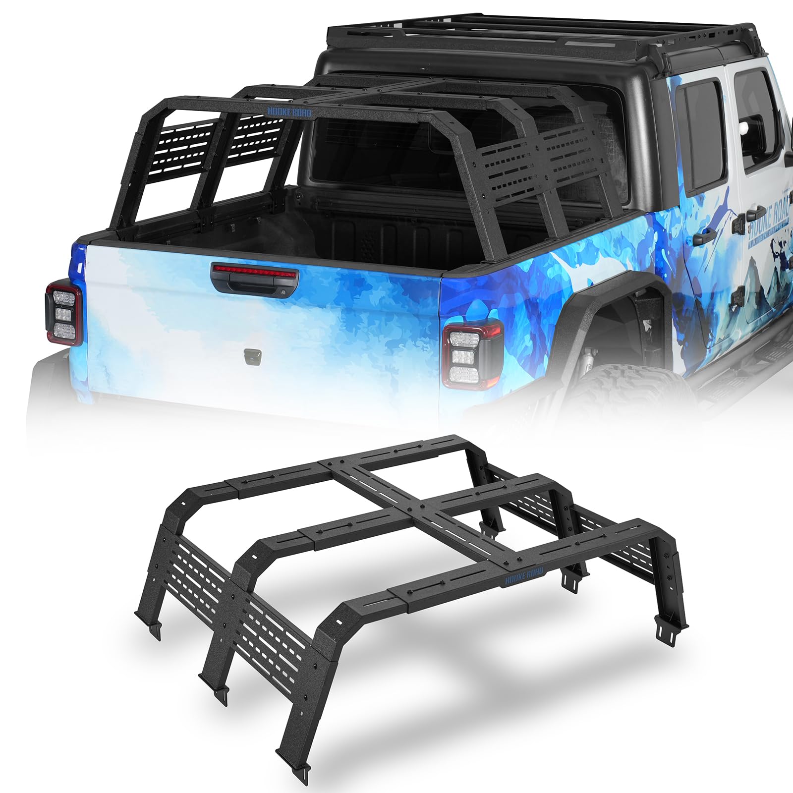 Hooke Road Overland Truck Bed Rack for Chevy Colorado, GMC Canyon, Ford Ranger, Toyota Tacoma 5' Bed, Jeep Gladiator JT - 19" High 50" Length for Mid-Size Trucks