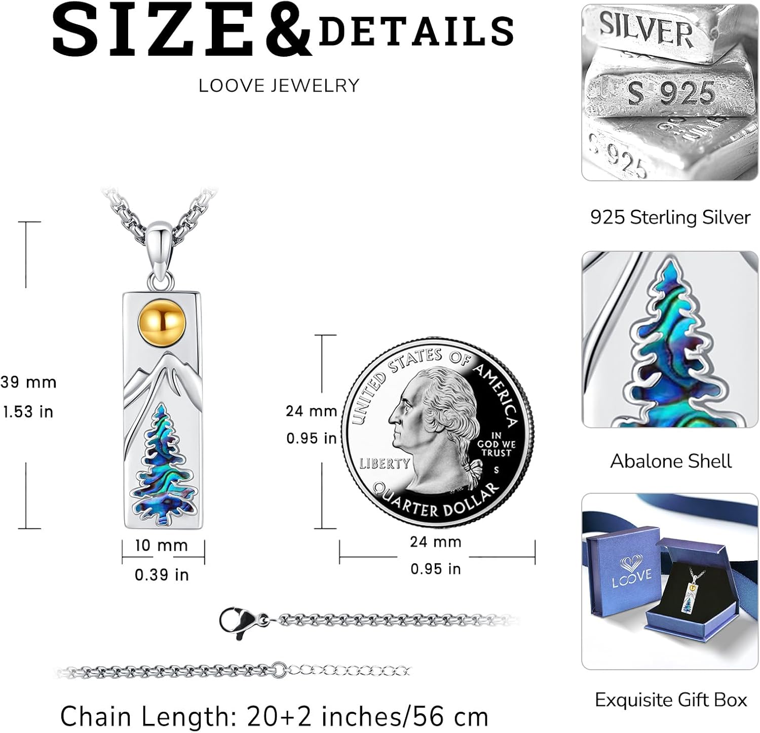 Mountain/Sun/Sea/Mustard Seed Necklace for Women Sterling Silver Nature Jewelry Gift for Hikers, Campers, Skiers, Climbers and Nature Lovers - Image 4