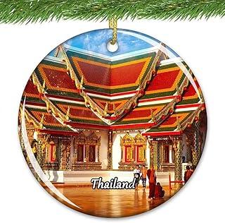 Thailand Bangkok Ornament Christmas Tree Hanging Pendant Wedding Gift Holiday Decoration Ceramic Sheet
