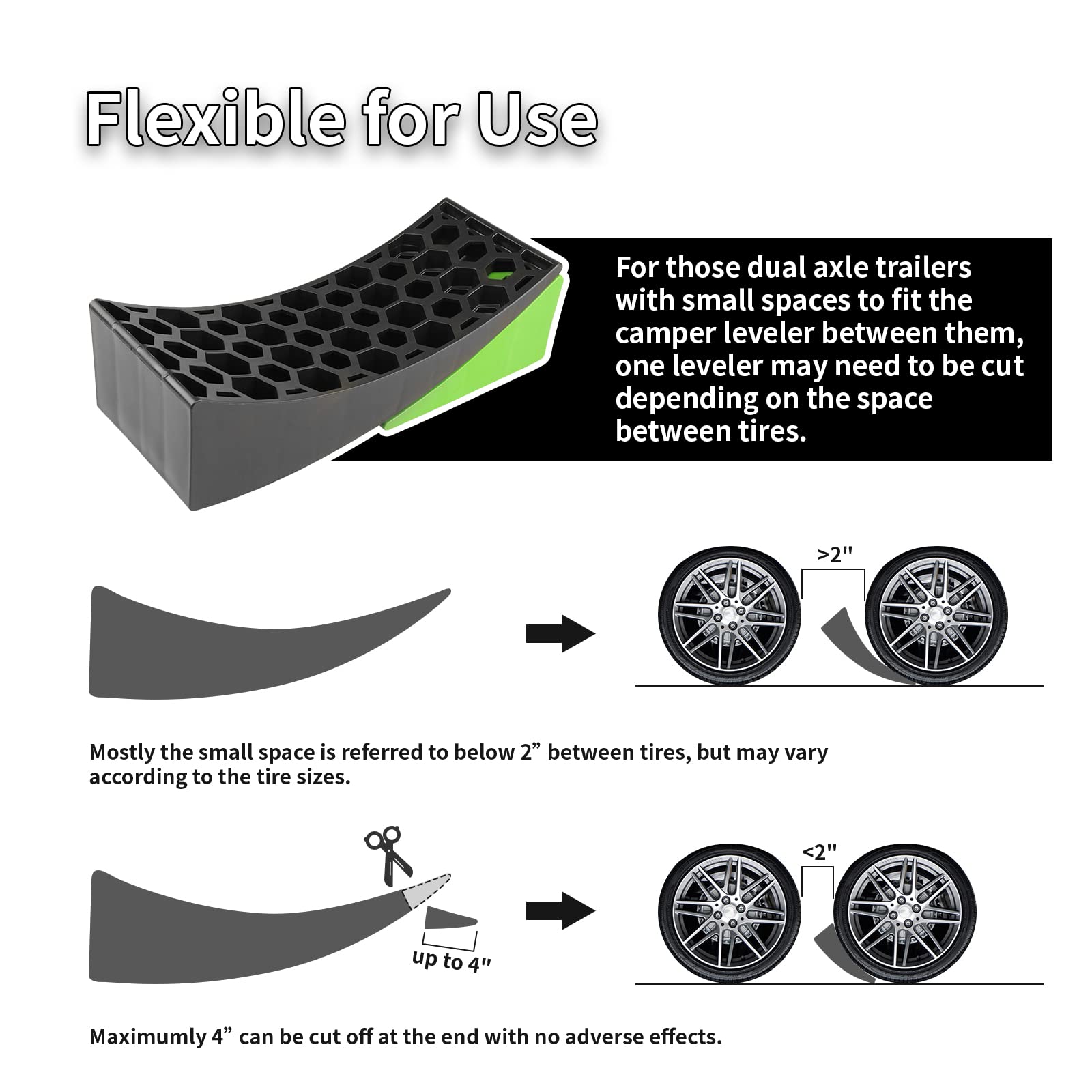 RVMATE Camper Levelers 8-Piece Kit RV Leveling Blocks Camper Wheel Chocks Including Two Curved Levelers, Two Chocks, Two Rubber Grip Mats, and Bonus Jack Pad in Storage Carrying Bag