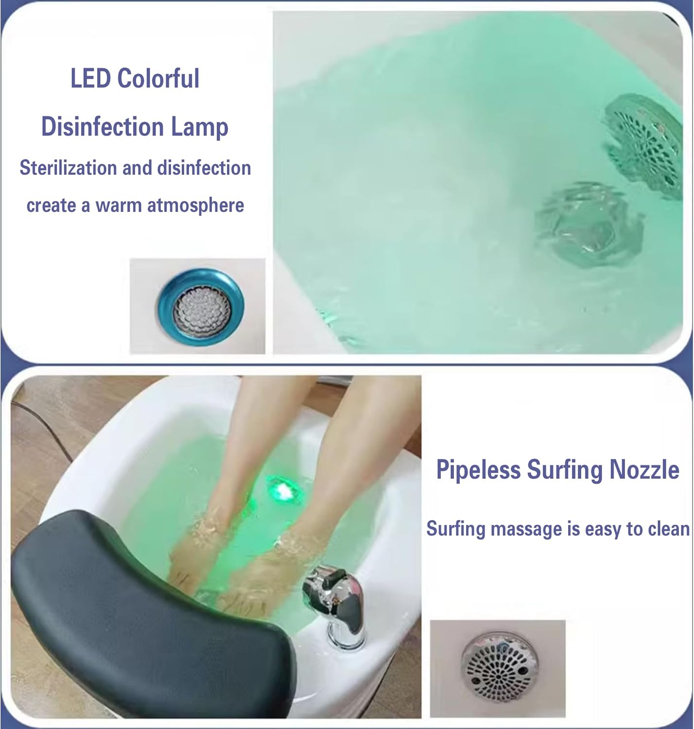 Professional Pedicure Spa Basin with LED Light, Portable Pedicure Foot Bathtub, Bath Massager with Heat and Jets, for Stress Relief for Men & Women (20.8in)