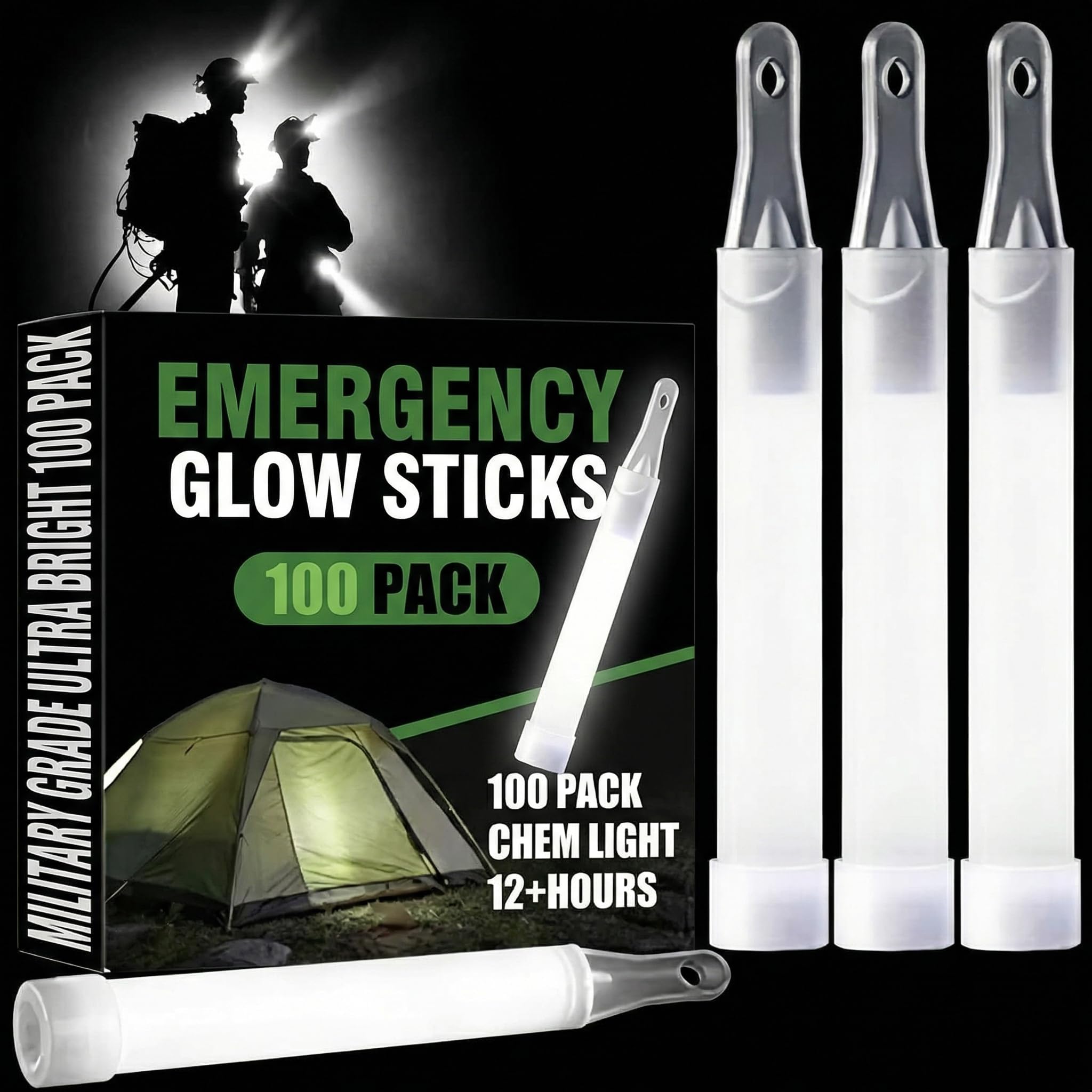 100 Pack Warm White Glow Sticks 4" Bright Emergency Glow Sticks Bulk with 8-12 Hours for Use as Emergency Flares Hiking Safety Gear or Concerts Weddings Raves Carnivals Parties Decor Events