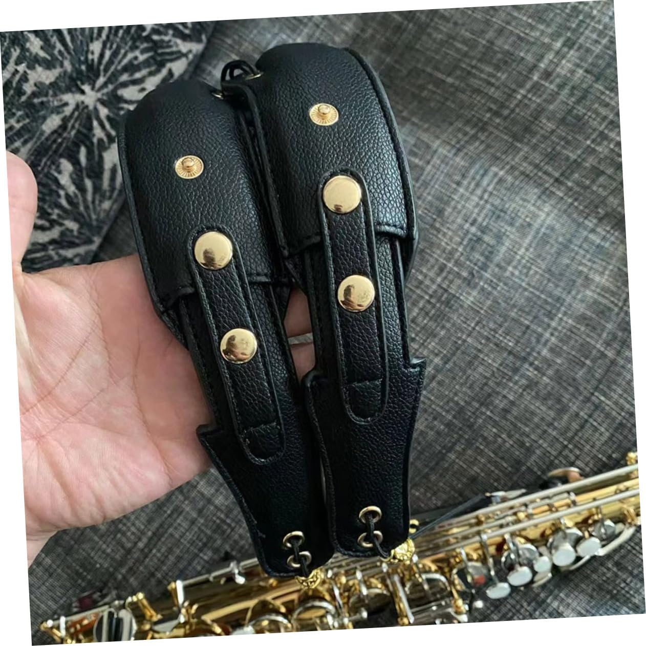 1pezzi Tracolla per Sassofono in Pelle Imbracatura Portatile per Sassofono Accessori per Fissaggio Comodo per Strumento