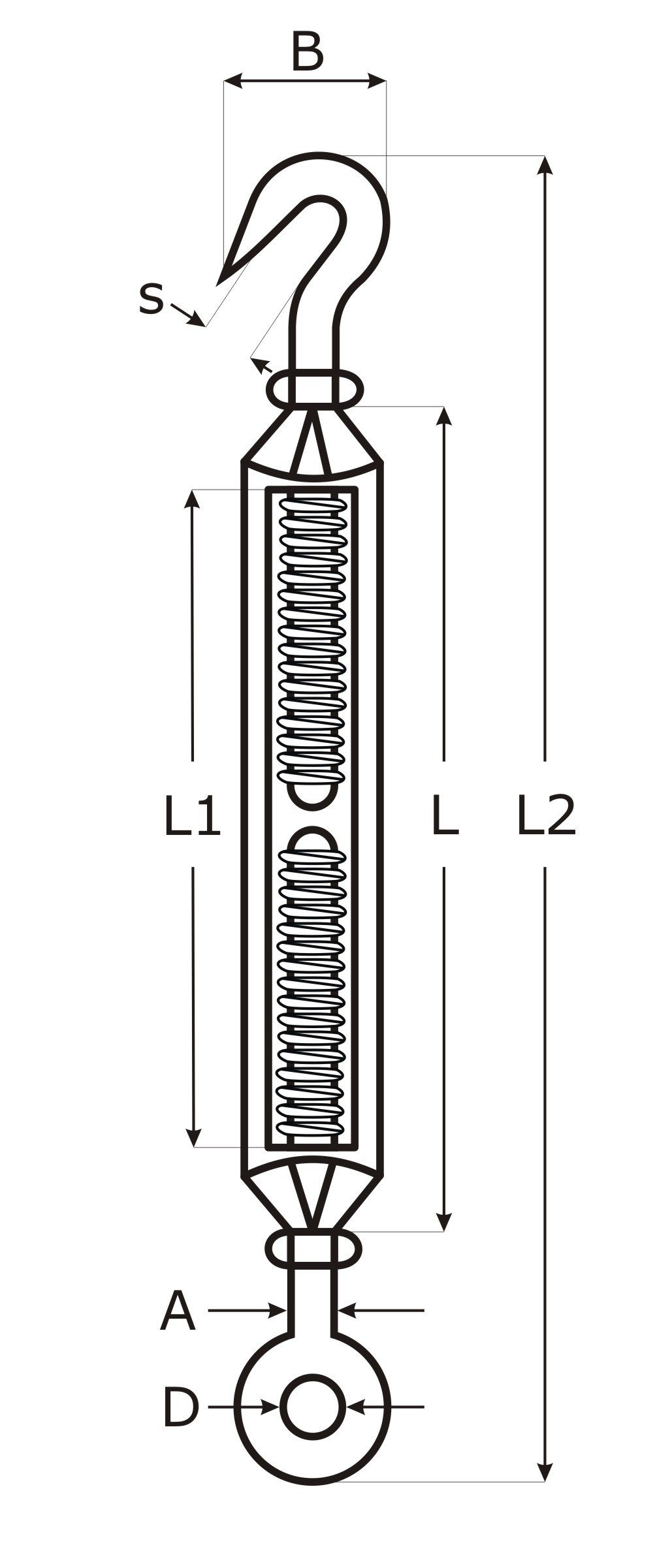 10 pc/s acero inoxidable V4A tensor M10 tensor de la cuerda tornillo gancho - ojo
