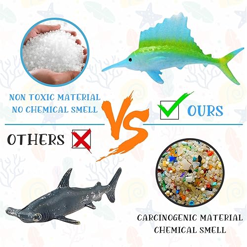 Miniatura 3 de OuMuaMua 42 figuras de animales marinos de plástico pequeños animales marinos realistas mini figuras de criaturas oceánicas falsas bajo el mar,