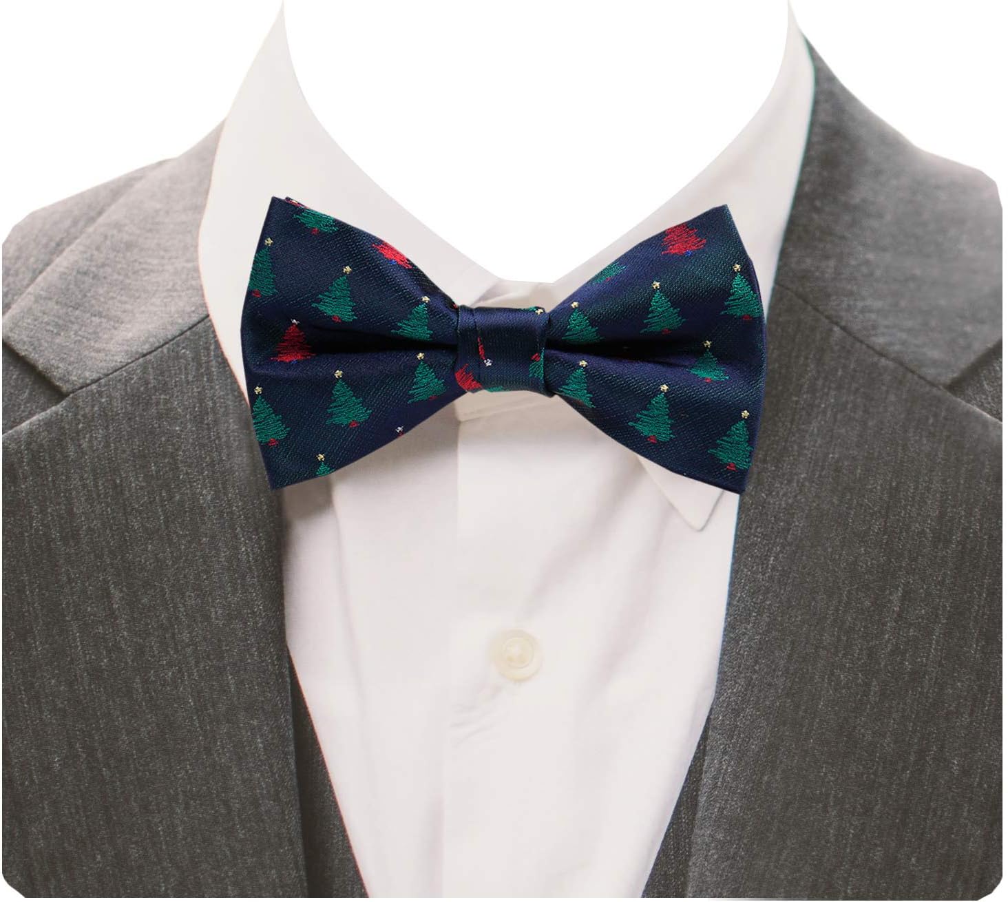 GUSLESON 4PCS Men's Christmas Bow tie Festival Theme Bowties Pre-Tied Neckwear Snow Tree Pattern