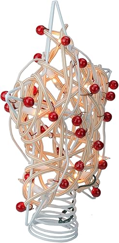 Miniatura 2 de Kurt S Adler Decoración para árbol de Navidad con diseño de estrellas de ratán de abedul de 11 pulgadas UL4295