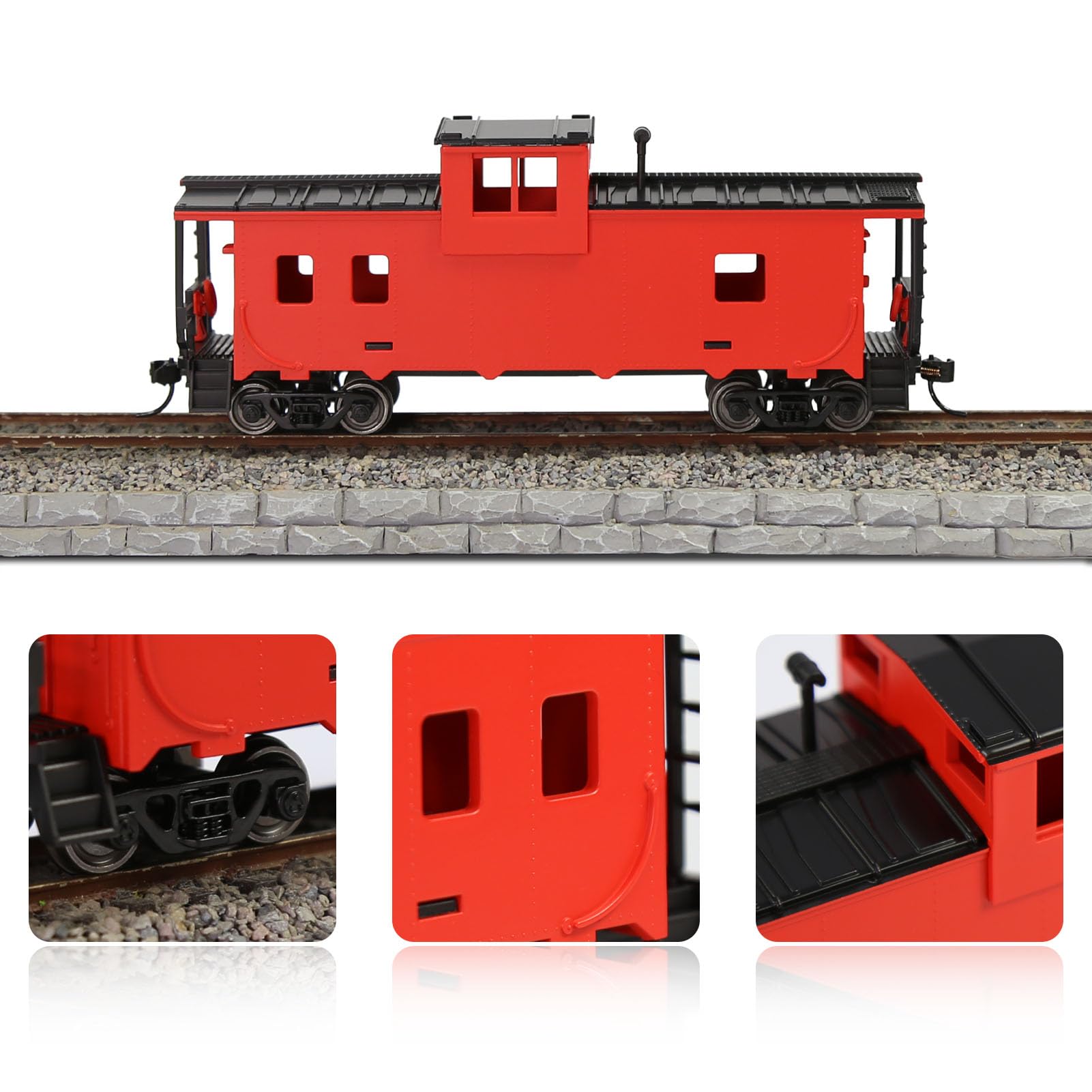 Evemodel C8763 1 Einheit lackiert 1:87 HO Maßstab 36' Wide Vision Caboose Wagons Modelleisenbahn (rot)