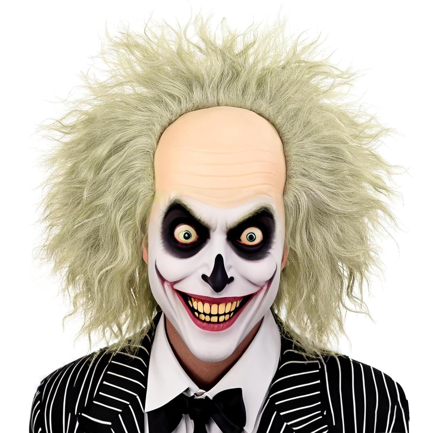 Men Bald Light Green Short Curly Wig Unisex Halloween Cosplay Costume Wigs