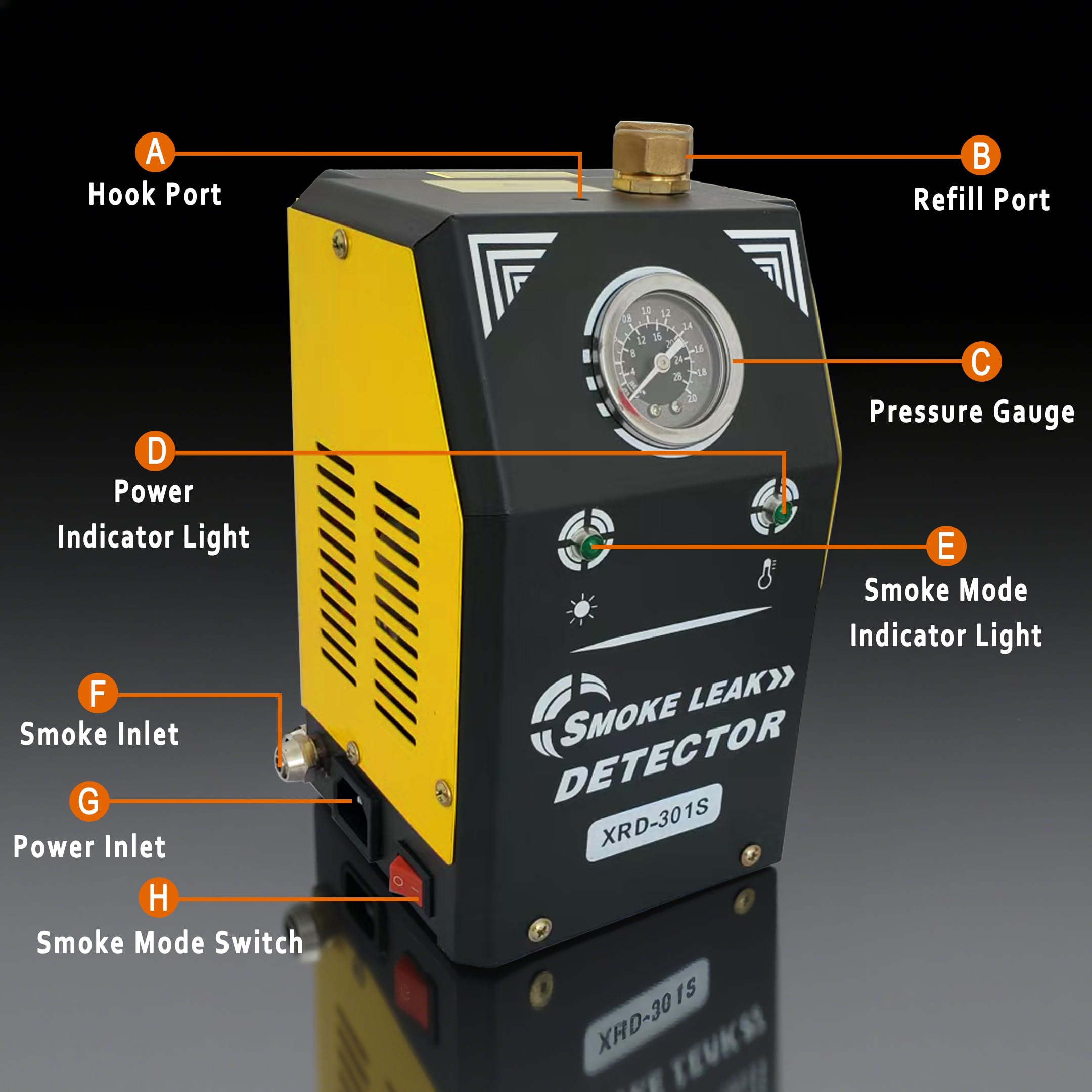 Smoke Machine Automotive with Built-in Air Pump and Pressure Gauge, Automotive Smoke Machine - 12V DC EVAP Smoke Machine for 12V Cars, Motorcycles, Trucks, Boats, ATVs