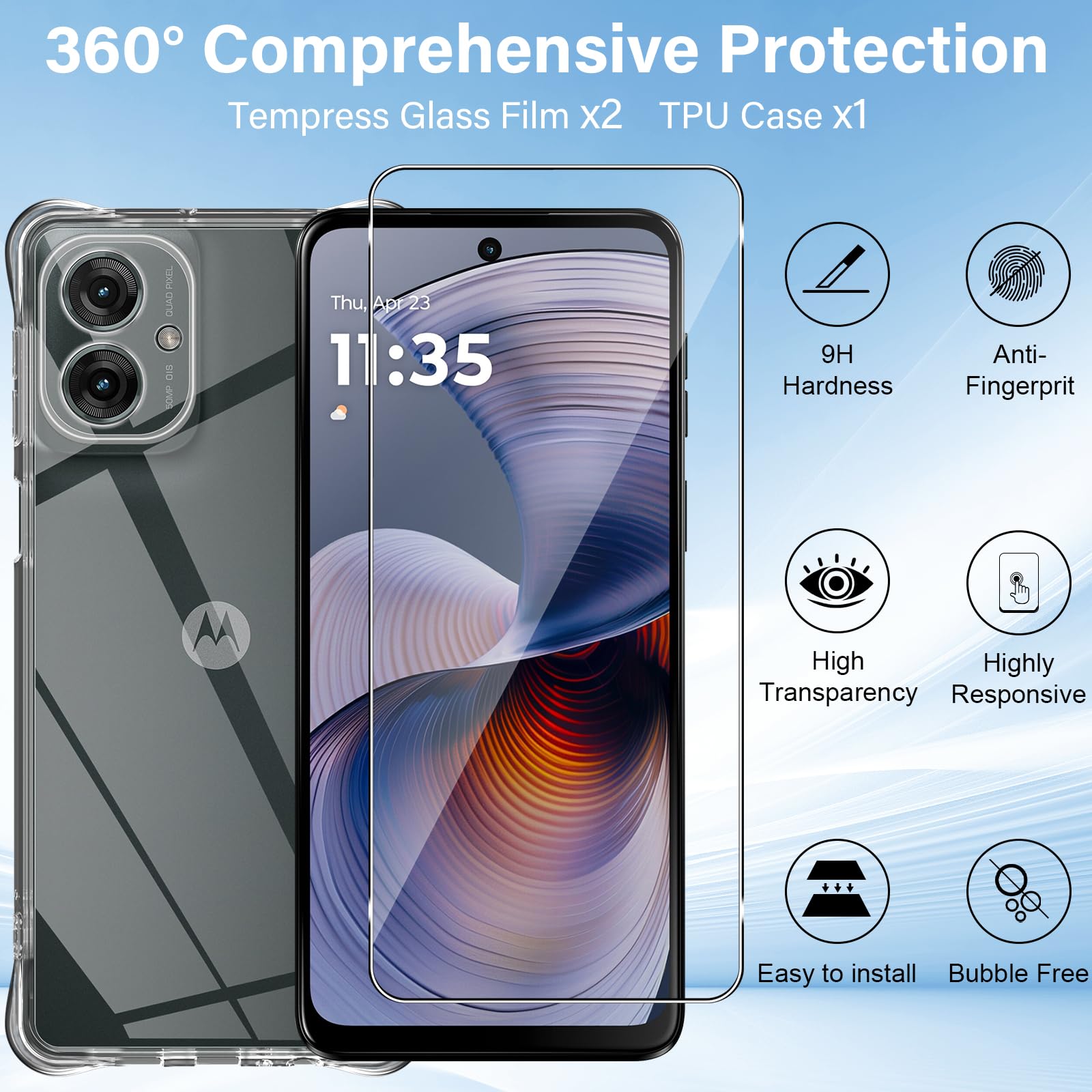 Pellicola Vetro Temperato per Motorola Moto G55 5G, 2 Pezzi
