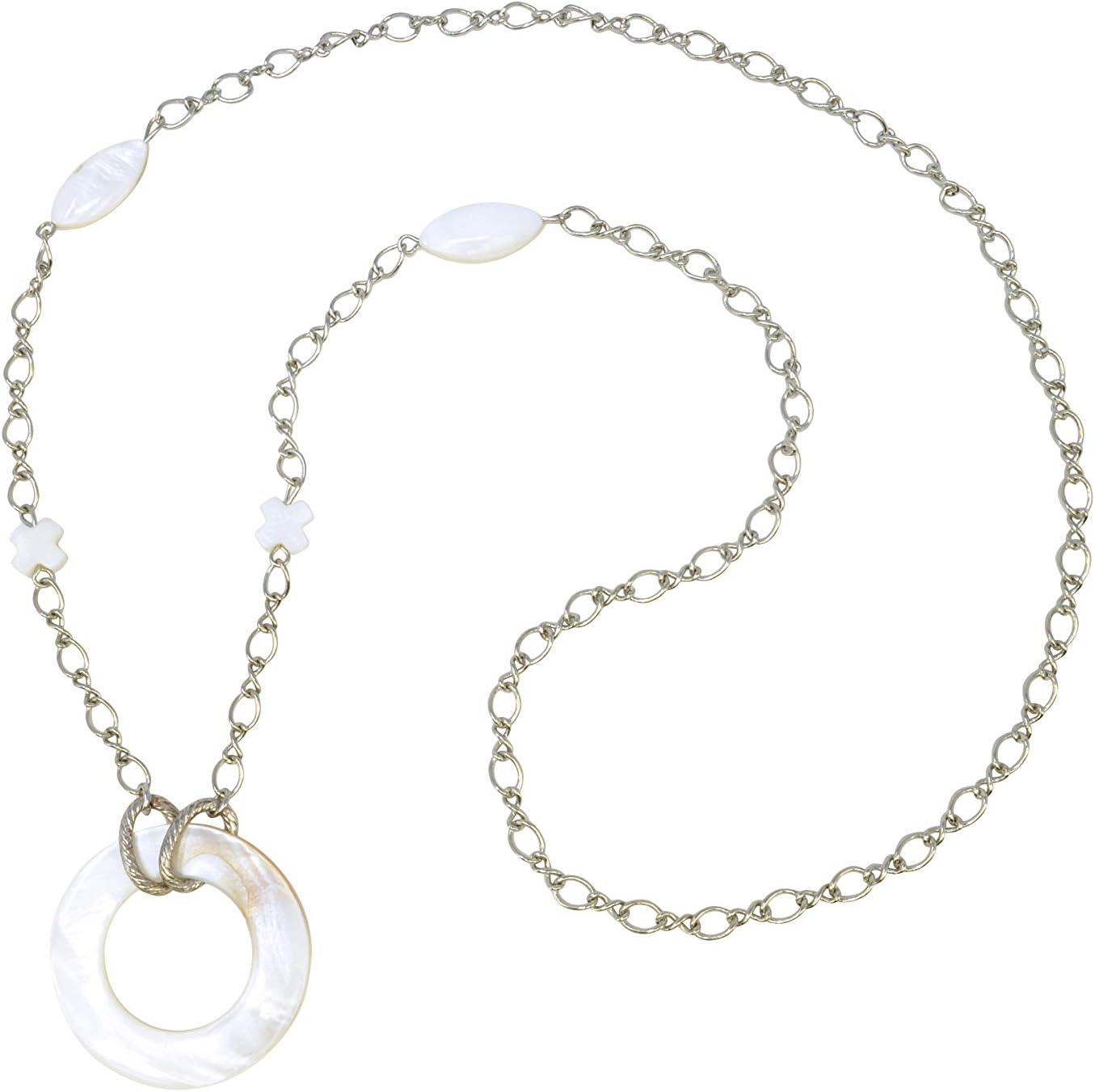 Eyeglasses Holder Necklace Strap Stainless Steel And Sea Shell Exotic Design Eyeglass Holder For Women