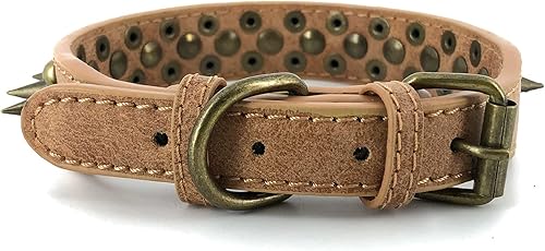 Miniatura 8 de Collar de perro con tachuelas y tachuelas cromadas redondas antimordeduras (negro, XS)