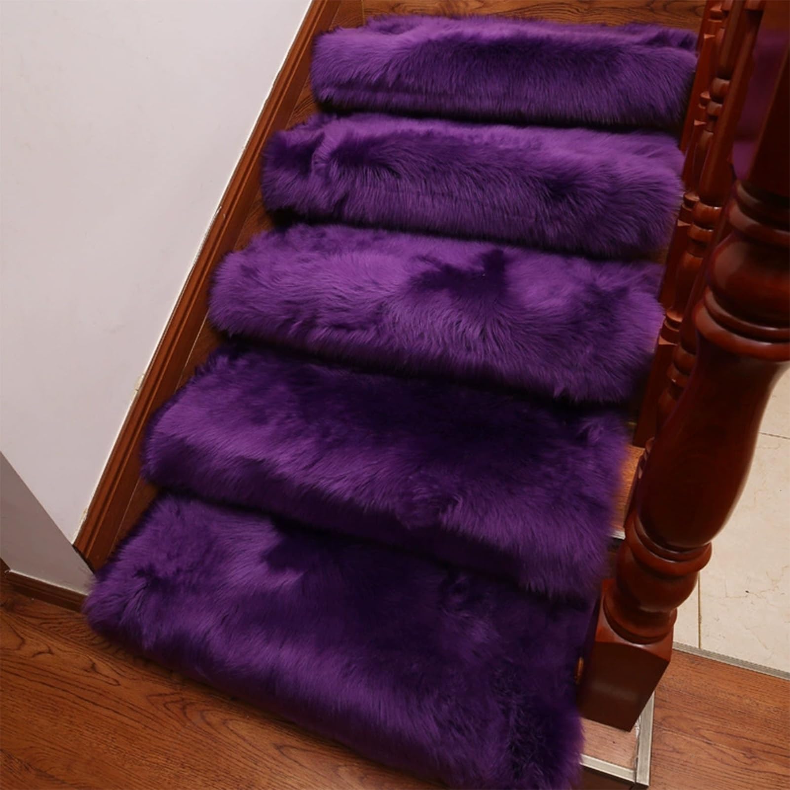 Tapis d'escalier pour marche en bois glissante : lot de 5 tapis violets de sécurité
